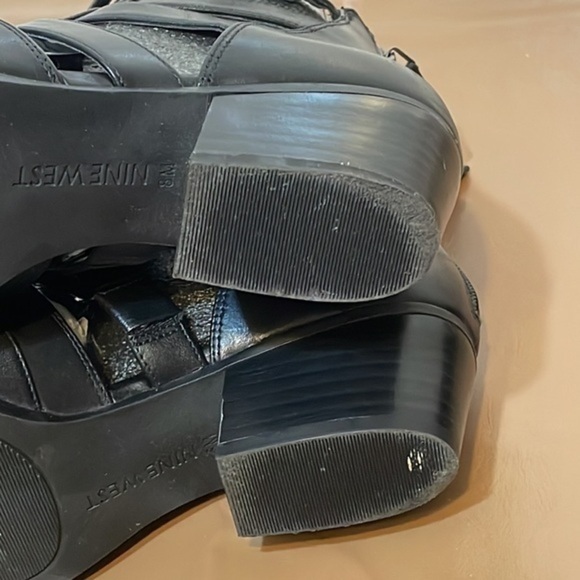 Nine West ankle Boots leather motorcycle black NWCarrillo shoe zip boot Sz 8M - Picture 8 of 16